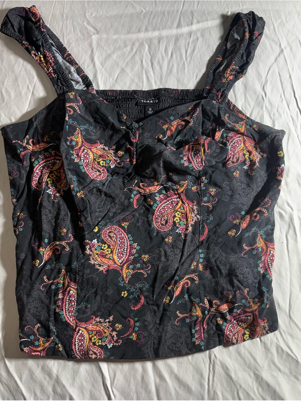 torrid Black Paisley Print Camisole with Pink & Orange Accents